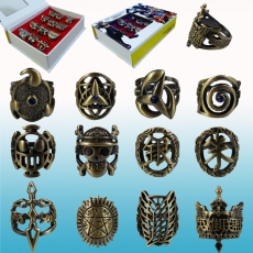 动漫标志12个装古铜戒指套装(A)