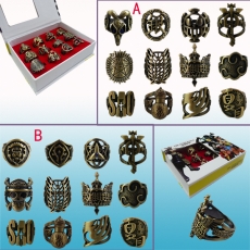 2款动漫标志12个装古铜戒指套装(B)