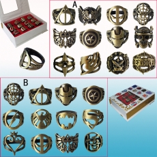 2款动漫标志12个装古铜戒指套装(A)