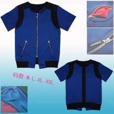 东京食尸鬼董香蓝色COS拉链短袖卫衣