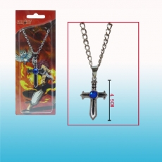 妖精尾巴格雷十字架带蓝宝石项链