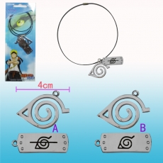 2款火影木叶标志+头巾双坠项链