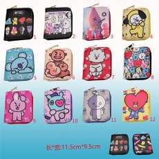 12款BT21彩图拉链短钱包