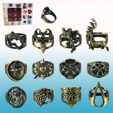 动漫标志12个装古铜戒指套装(G)