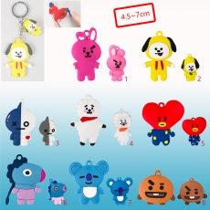 8款BT21双坠软胶匙扣