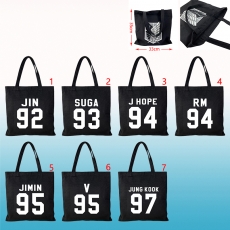 7款BTS生日黑色帆布购物袋挎包