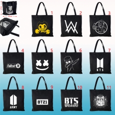 11款BTS黑色帆布购物袋挎包