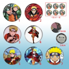 7款火影鸣人58mm磨砂膜胸针(6个一包)