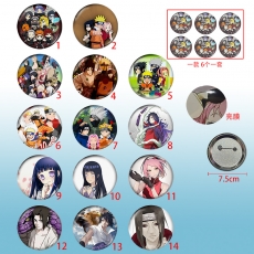 14款火影人物75mm亮膜胸针(6个一包)