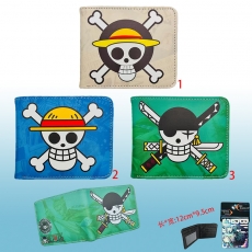 3款海盗王标志骷髅头彩图两折钱包
