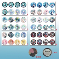 6款初音58mm8个装磨砂膜胸针